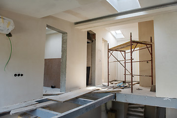 Image showing interior of construction site with scaffolding