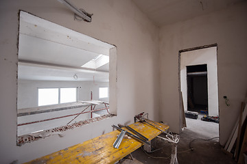 Image showing interior of construction site with scaffolding