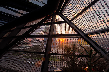 Image showing sunset through a glass roof