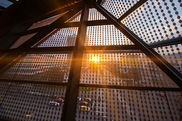 Image showing sunset through a glass roof