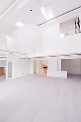 Image showing Interior of empty stylish modern open space two level apartment