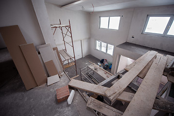 Image showing interior of construction site with scaffolding