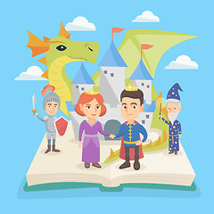 Image showing Open book with castle and characters of fairytale.