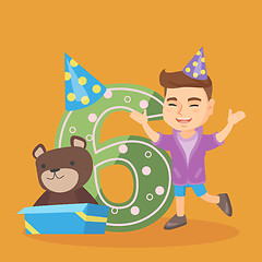 Image showing Caucasian boy celebrating sixth birthday.