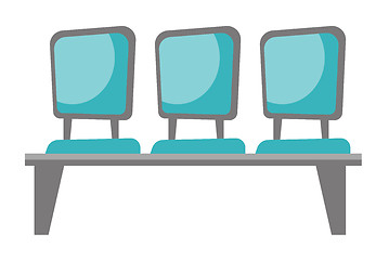 Image showing Row of blue chairs vector cartoon illustration.