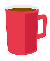 Image showing Red coffee cup vector cartoon illustration.