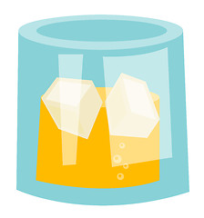 Image showing Whisky glass with ice cubes vector cartoon.