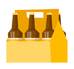Image showing Six-pack with bottles of beer vector cartoon.
