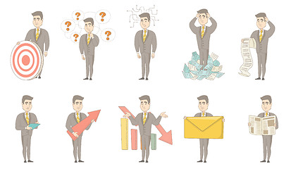 Image showing Caucasian businessman vector illustrations set.