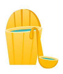 Image showing Bath barrel with ladle vector cartoon illustration