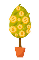 Image showing Money tree with coins vector cartoon illustration.