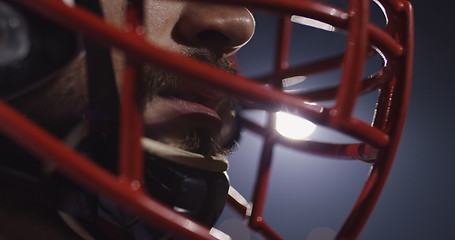 Image showing Closeup Portrait Of American Football Player