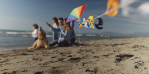 Image showing Young family enjoying vecation during autumn