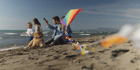 Image showing Young family enjoying vecation during autumn