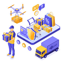 Image showing Isometric Online Shopping Delivery