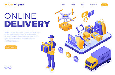 Image showing Isometric Online Shopping Delivery