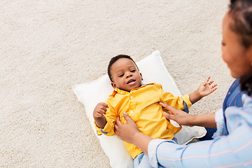 Image showing african american mother with happy baby at home
