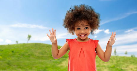 Image showing happy little african american girl in summer