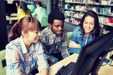 Image showing international students with computers at library