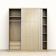 Image showing Empty wood wardrobe