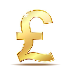 Image showing Shiny golden pound currency symbol.