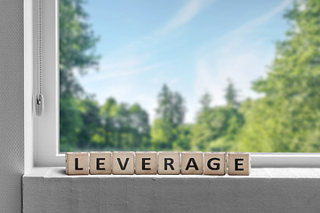 Image showing Leverage word in a window with a view