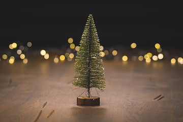 Image showing Christmas tree decoration on a wooden surface