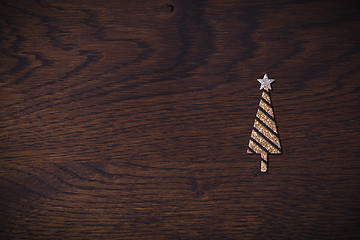 Image showing Golden Christmas tree with glitter
