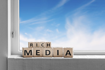 Image showing Rich media sign written on wooden blocks