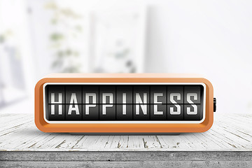 Image showing Happiness message on a retro alarm clock