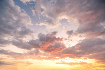 Image showing Dramatic sky with beautiful colors after the sunset