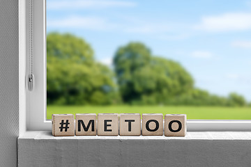 Image showing Metoo hashtag sign in a window with a view