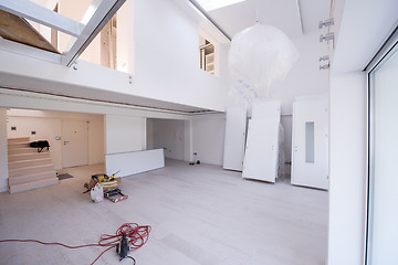 Image showing Interior doors stacked in a new apartment