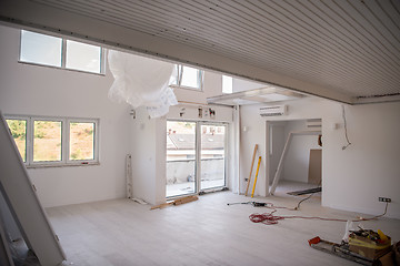 Image showing Interior doors stacked in a new apartment