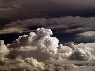 Image showing Ominous clouds from 32000 feet cumulus buildup