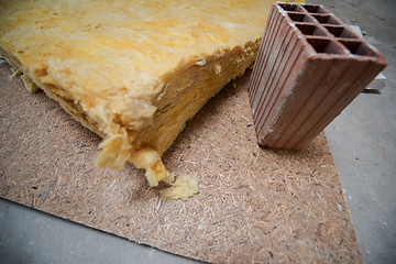 Image showing red Bricks and glass wool