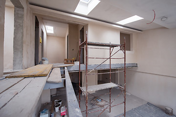 Image showing interior of construction site with scaffolding