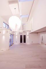 Image showing Interior of empty stylish modern open space two level apartment