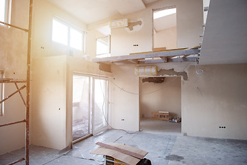 Image showing interior of construction site with scaffolding