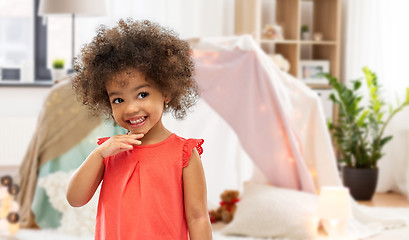 Image showing happy little african american girl at home