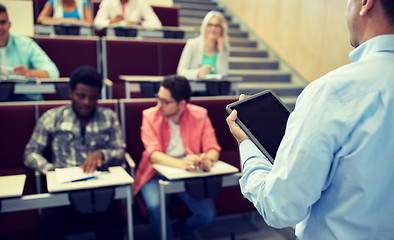 Image showing teacher with tablet pc and students at lecture