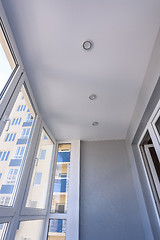 Image showing Stretch ceiling in the interior of a small balcony