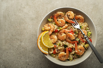 Image showing Risotto shrimps prawns