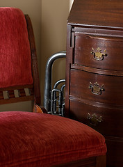 Image showing Desk, Chair, Horn