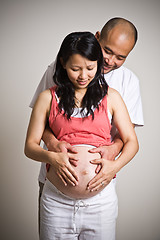 Image showing Pregnant asian couple baby