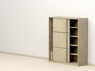 Image showing Empty wood wardrobe