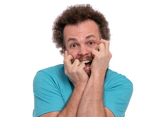 Image showing Crazy bearded man emotions and signs