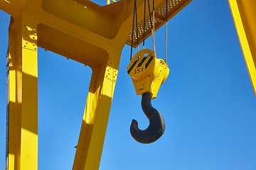 Image showing Crane with hooks hanging