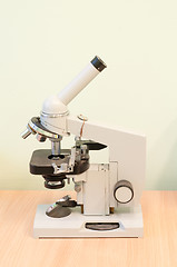 Image showing Shot of microscope on the table