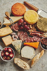 Image showing Delicious mix of different snacks and appetizers